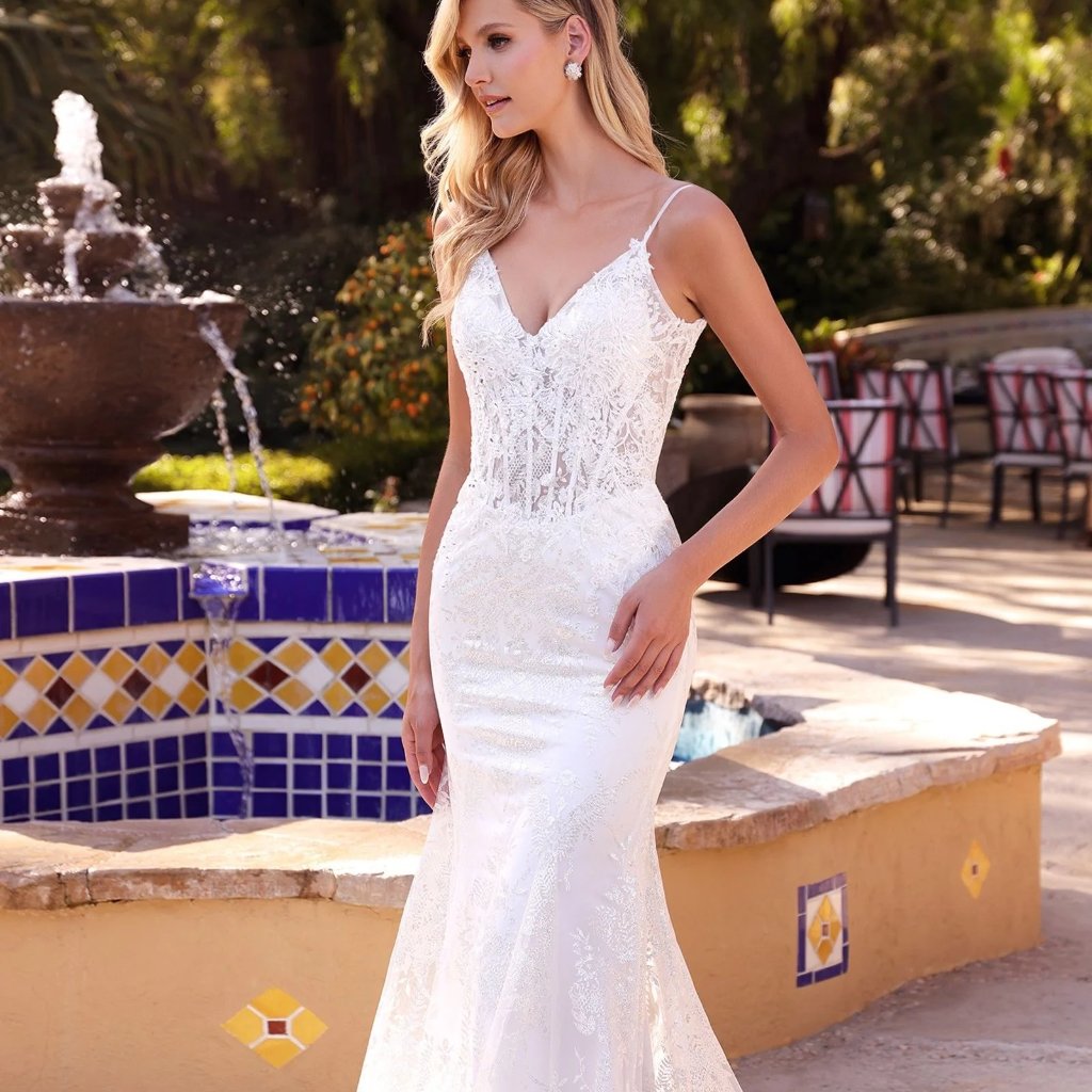 Fitted Lace Mermaid Laced Vintage Boho Structured Wedding Dress